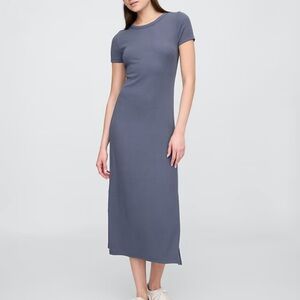 GAP Factory Short-Sleeve Midi Tee Dress in Slate Blue